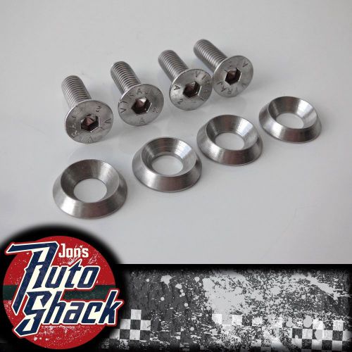 4 Piece Billet Stainless Steel License Plate Tag Bolt Kit M6 - Motorcycle &amp; Cars