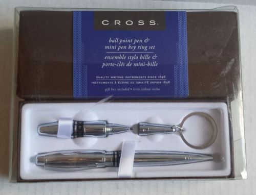 Set cross chrome ballpoint pen and mini key chain with gift box for sale