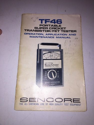 Sencore TF40 &#034;Super Cricket&#034; Original Manual! - Transistor Tester
