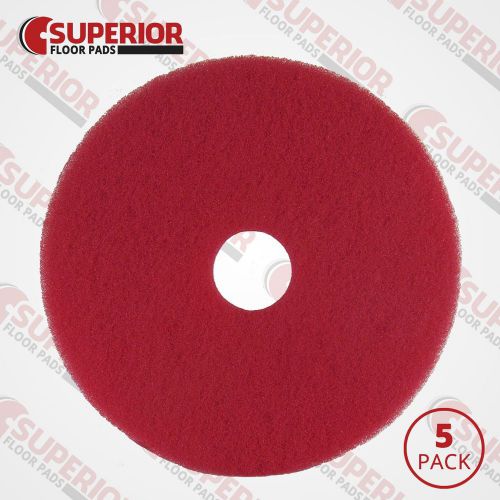 Professional 11&#034; Red Floor Cleaning &amp; Buffing Pad (5 Pack)