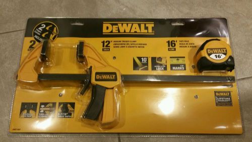 Dewalt (2) 12 inch trigger clamps &amp; (1) 16 foot tape measure for sale