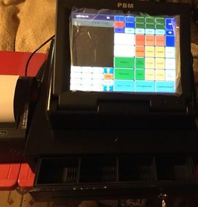 Pbm ts-3600 12&#034; touch screen pos terminal/pos system - 200 item pgm included for sale