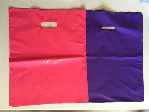 100 12&#034;x15&#034; Glossy Pink &amp; Purple Plastic Merchandise Bags with Handles