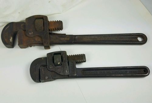 2 Rare Vintage Pipe Wrench lot 10&#034; Trimo and 14&#034; Tiger tools
