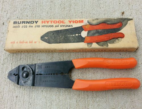 Vintage Burndy Hytool Y10M Electrical tool bolt cutter wire stripper Crimper