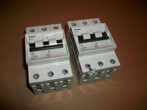 2pc Siemens Circuit Breaker 5SX23  C50    480vac  50amp  3 pole