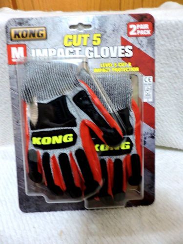 KONG CUT 5 IMPACT GLOVES  2 PAIR PACK/SZ. MED/ NEW IN PACKAGE