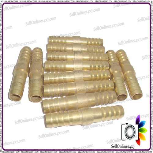 (1/2 Inches) 12X Metal Brass Hose Joiner Barbed Connector Air Fuel Water Pipe