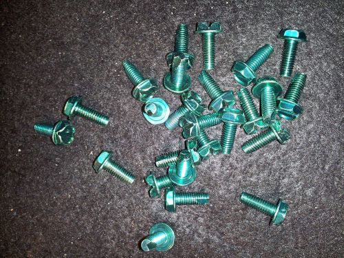 (500) 10-32 x 1/2 slotted hex washer head &#034;23&#034; steel zinc &amp; green ground screw for sale