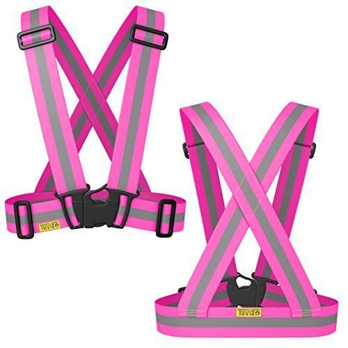 The Tuvizo Pink Reflective Vest provides High Visibility day &amp; night for Running