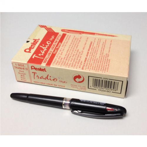 Pentel TRJ50 Tradio Stylo Fountain Pen Bulk Pack (12pcs) - Red Ink