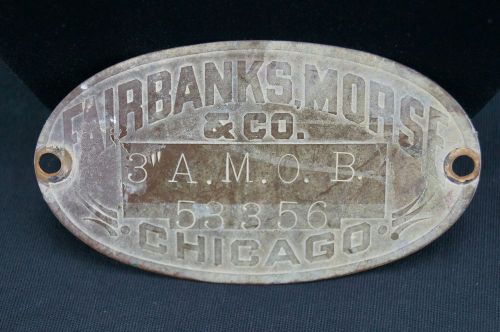Antique Copper Data Plate Plaque For Fairbanks Morse &amp; Co. Typhoon Power Pump