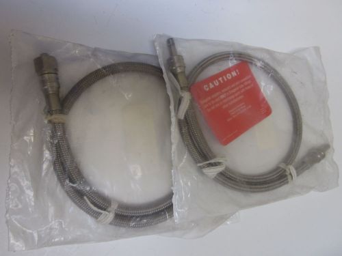 Lot of 2 - SWAGELOK SS-4BHT-24 Braided Hose, 3/16&#034; SS Hose, 1/4&#034; Tube Adapters,