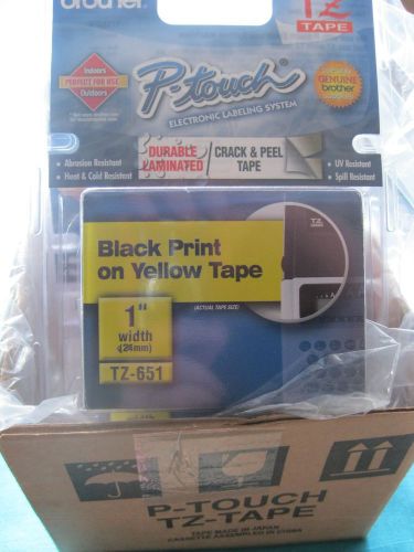 Brother TZ-651 blk print yellow tape lot of 6 pieces laminated