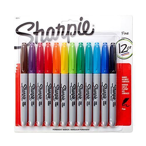 Sharpie Fine Point Permanent Markers, 12-Pack, Assorted Colors  school supplies
