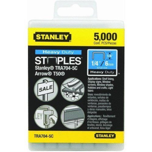 Stanley tra704-5c heavy duty narrow crown staples,1/4 inch,pack of 5000(pack new for sale