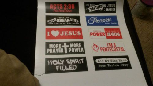 Jesus Hardhat Sticker Set of 10 different! - 3.25&#034;x1.125&#034; White Vinyl UV outdoor
