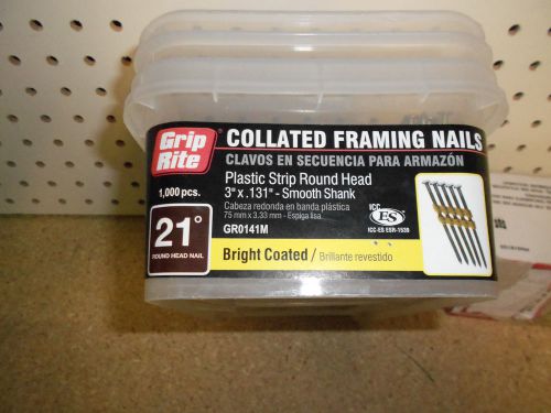 Grip Rite Collated Framing Nails Plastic Strip Round Head 3&#034;x131&#034;-Smooth Shank