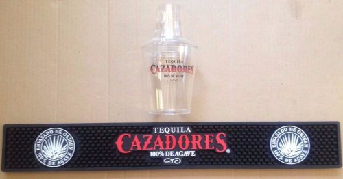 Lot of 2 new original 2000&#039;s tequila cazadores bar mat &amp; plastic shaker alcohol for sale