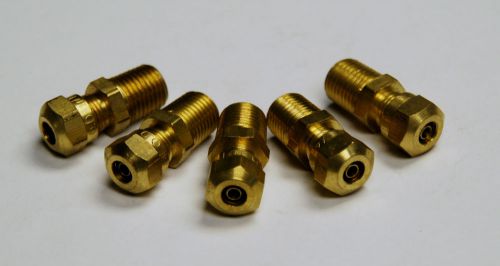 Brass Fittings DOT Air Brake Male Connector, Tube OD 1/4, Male Pipe 1/4, Qty 5