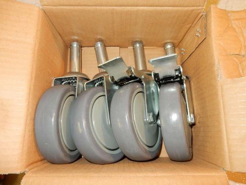 Quantum WR00H 5&#034; Casters For Chrome Wire Shelving 4 Swivel with 2 Brakes