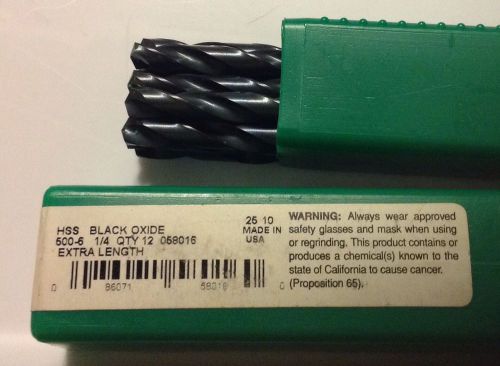 Precision 058016 58016 extra length drill bit set of 12 hss black oxide 1/4&#034; .25 for sale
