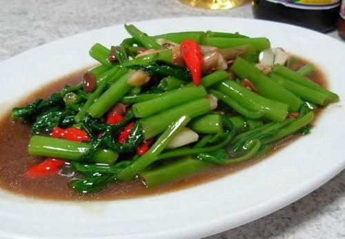 THAI FOOD RECIPE Stir Fried Swamp Cabbage [Pad pak bung] Free Shipping