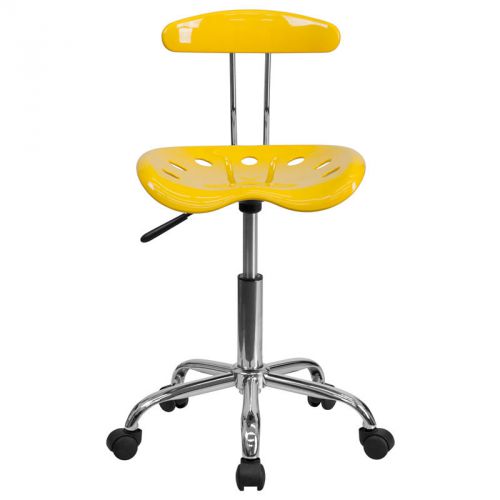 Vibrant Orange-Yellow and Chrome Task Chair with Tractor Seat [LF-214-YELLOW-GG]