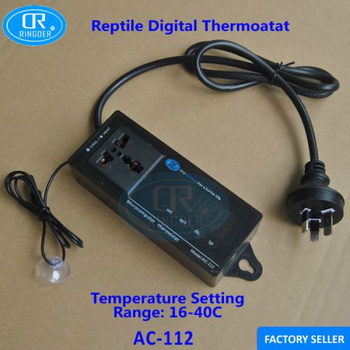 RINGDER AC-112 230V10A 16-40°C Digital Reptile Thermostat with UK Plug Universal