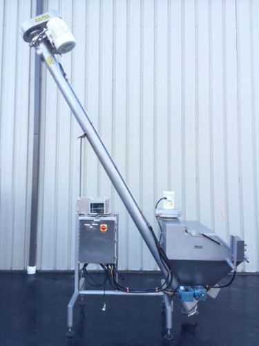 Chl 6” diameter x 14’ long s/s incline auger/screw conveyor with hopper for sale