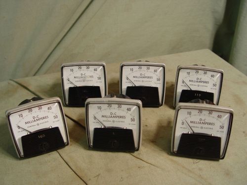 Estate vintage lot of 6 general electric dc milliamperes panel meters steampunk for sale