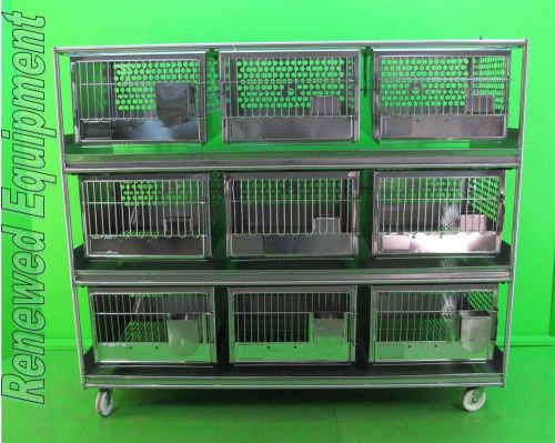 Suburban Surgical 9 Unit Stainless Steel Large Rabbit Dog Cat Cage with Rack #2