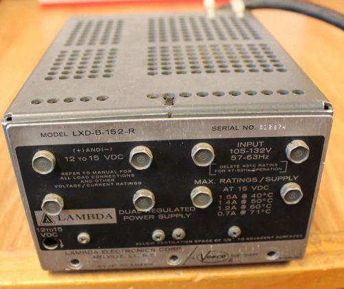 USED LAMBDA LXD-B-152-R DUAL POWER SUPPLY 12-15 VDC