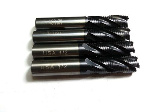 (QTY 5) HTC 1/2 Carbide TiALN 4FL Fine Roughing Rougher End Mill B 120