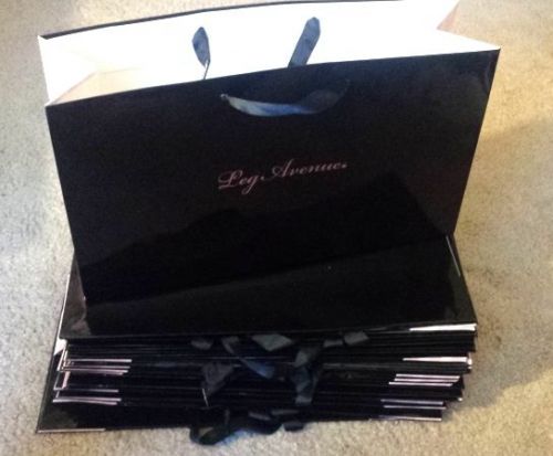 (25) Authentic Leg Avenue Shopping Bags: Glossy, Designer 15&#034;x8.5&#034;, Pink/Black