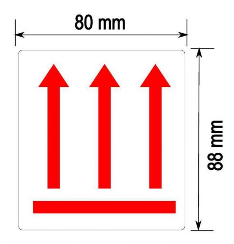 200 x  LARGE THIS WAY RED Labels 80x88mm
