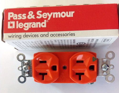 Pass &amp; seymour ig5362 duplex 20a 125v orange isolated ground *free shipping* for sale
