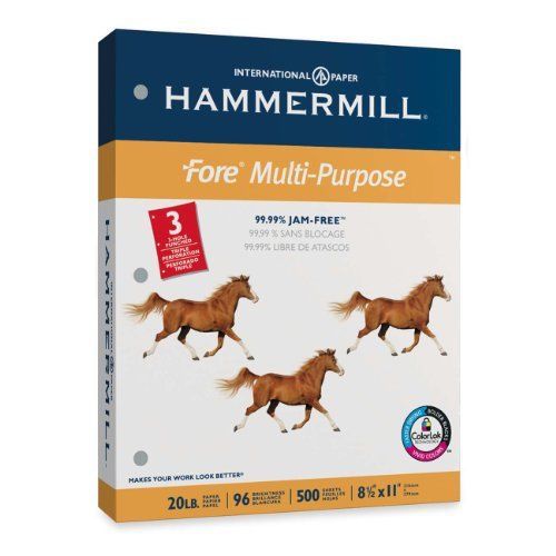 Hammermill Fore MP  8-1/2 x 11 Inches  3 Hole Punched  20lb. 96 Bright  1 Ream o