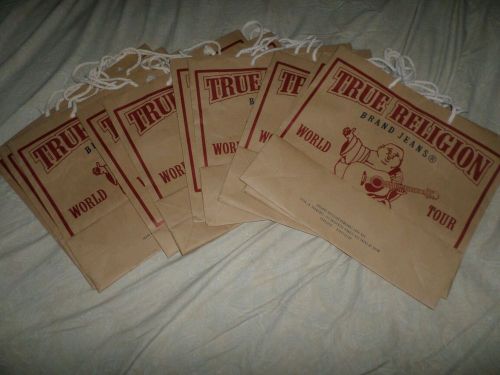 True Religion Brand Jeans Rope Brown Paper Shopping Bags Lot 10