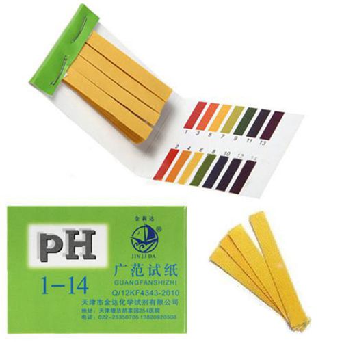 80 strips - 1-14 ph test indicator paper alkaline acid water soil color lab @_@ for sale
