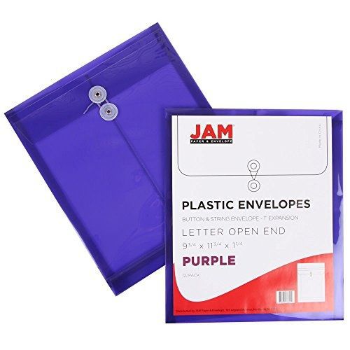 Jam paper? plastic envelope with button &amp; string closure - letter open end (9 for sale