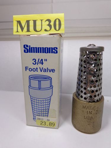 NEW SIMMONS 3/4&#034; FOOT VALVE 452-SB MADE IN USA FOR COLD WATER
