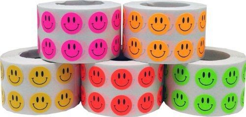 InStockLabels.com Small 1/2&#034; Half Inch Round Smiley Face Happy Stickers Bulk