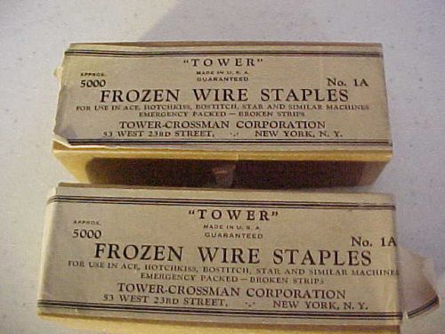 FROZEN WIRE STAPLES Tower Ace Hotchkiss Bostitch Old Vtg No. 1A Lot  2 boxes...1