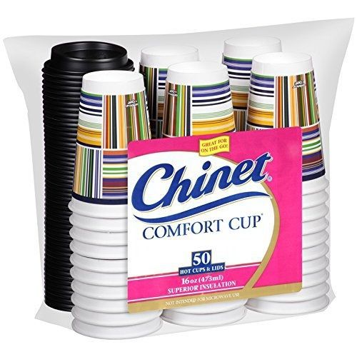 Chinet Comfort Cup (16-Ounce Cups), 50-Count Cups &amp; Lids