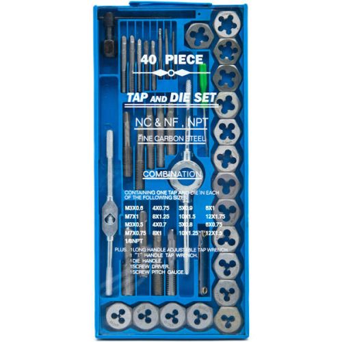 40pc tap and die set metric m3-m12 thread renewing tools coarse fine nc nf npt for sale