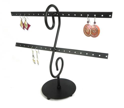 Black Metal 16 pr. Earring Display 2 Bar Stand Countertop  Jewelry Earrings