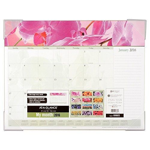 At-A-Glance AT-A-GLANCE Monthly Desk Pad Calendar 2016, Floral Panoramic, 22 x