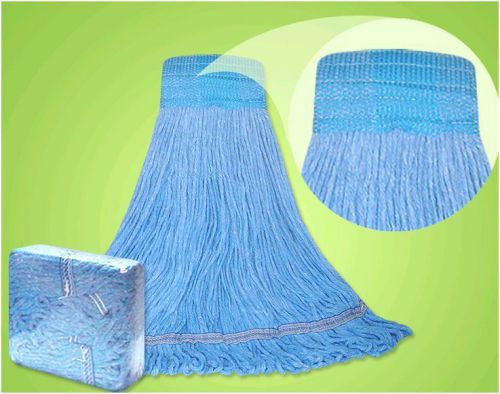 ABCO CLM-303SWB 4-Ply 5” Wide Band Blue Blended Loop-End Small Wet Mop Lot of 12