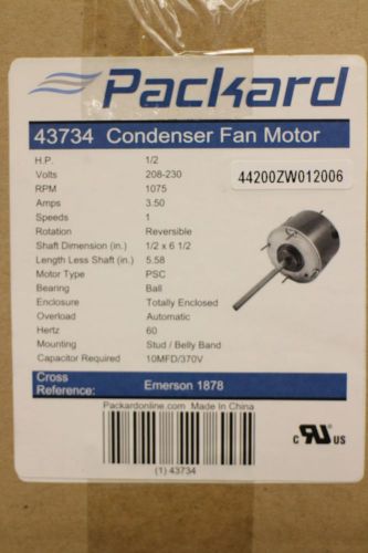 Packard 43734 5 5/8&#034; Dia. Condenser Fan Motor, 1/2 HP, 208-230 Volts, 1075 RPM
